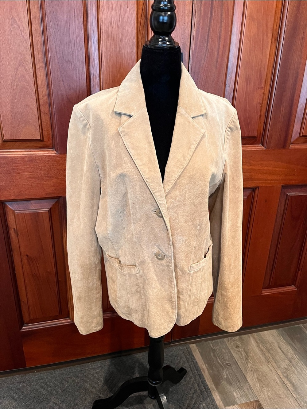 Wilsons Leather Maxima Suede Slim Fit Jacket Blazer Women Y2k Outerwear Sz L Tan